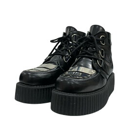 【中古】LIMI feu ×UNDERGROUND　BLACK LEATHER BOOTS WITH METAL PLATES ブラック サイズ：23cm 【280324】（リミ フゥ ×アンダーグラウンド）