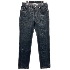 【中古】JOHN LAWRENCE SULLIVAN　2022SS ｢RIPPED＆PAINTED DENIM PANTS｣ ダメージペイントデニムパンツ グレー サイズ：44 【280324】（ジョンローレンスサリバン）