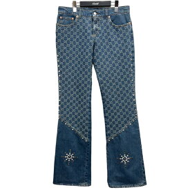 【中古】GUCCI × PALACE　｢Allover GG Pattern And Studs Bootcut Jeans｣デニムパンツ インディゴ サイズ：26 【280324】（グッチ パレス）