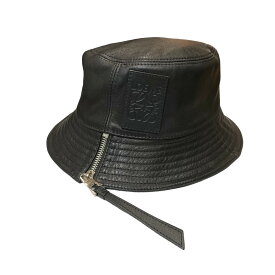 【中古】LOEWE23SS「FISHEMAN HAT」レザーバケットハット ブラック サイズ：57【価格見直し】