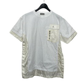 【中古】DIOR×sacai　ロゴ刺繍Tシャツ ホワイト サイズ：XS 【300324】（ディオール×サカイ）
