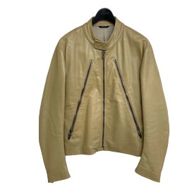 【中古】Martin Margiela　2009AW カウレザーハノ字ライダースジャケット 30AM107 ベージュ サイズ：48 【020424】（マルタンマルジェラ）