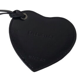 【中古】BALENCIAGA　レザーハート型ミラーチャーム ブラック 【030424】（バレンシアガ）