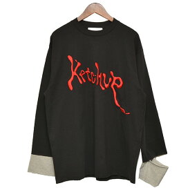 【中古】NEON SIGN2024SS　Take On Sleeve T-Shirt　刺繍ロングスリーブTシャツ ブラック サイズ：46【価格見直し】