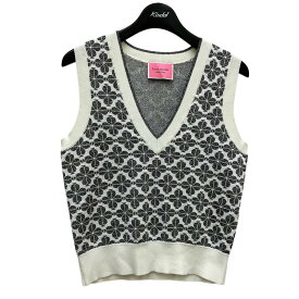 【中古】Kate Spade　NJMUA433 Spade Flower Sweater Vest Vネックベスト ホワイト×シルバー サイズ：XS 【050424】（ケイトスペード）