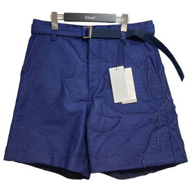 【中古】sacai　24SS ｢Moleskin Embroidered Patch Shorts｣ ショートパンツ ネイビー サイズ：2 【060424】（サカイ）