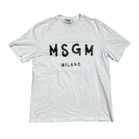 【中古】MSGM　ブラッシュロゴTシャツ／2000MM510 ホワイト サイズ：M 【060424】（エムエスジーエム）