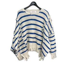 【中古】DISCOVERED　2023AW 「DOCKING WIDE BORDER KNIT」 ワイドニット アイボリー×ブルー サイズ：1 【060424】（ディスカバード）