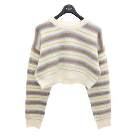 【中古】X-girl　MULTI STRIPE SHAGGY KNIT TOP　ボーダーニット　105234015013 オフホワイト／ブラウン／ブルー等 サイズ：Free 【070424】（エックスガール）