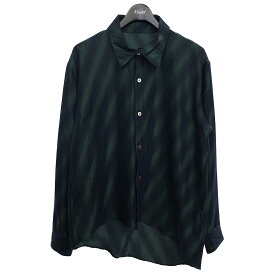 【中古】sulvamラウンドヘムシャツ　Rounded hem shirts　SQ-B12-020 グリーン／ネイビー サイズ：L【価格見直し】