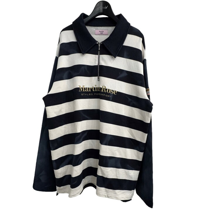 楽天市場】【中古】Martine Roseジップポロボーダーシャツ ネイビー  