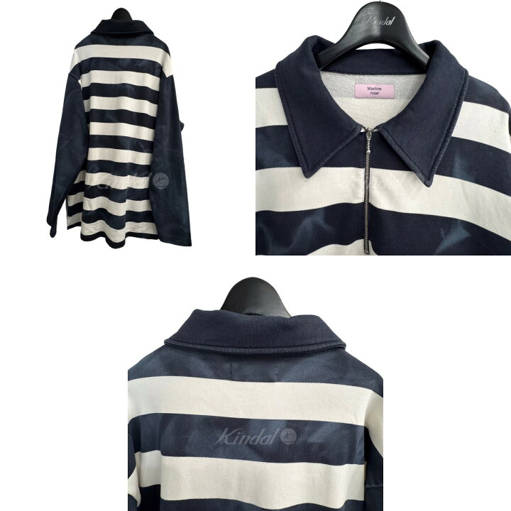 楽天市場】【中古】Martine Roseジップポロボーダーシャツ ネイビー  