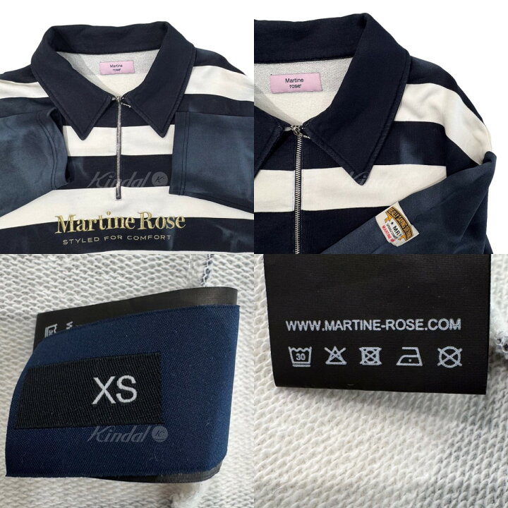 楽天市場】【中古】Martine Roseジップポロボーダーシャツ ネイビー  