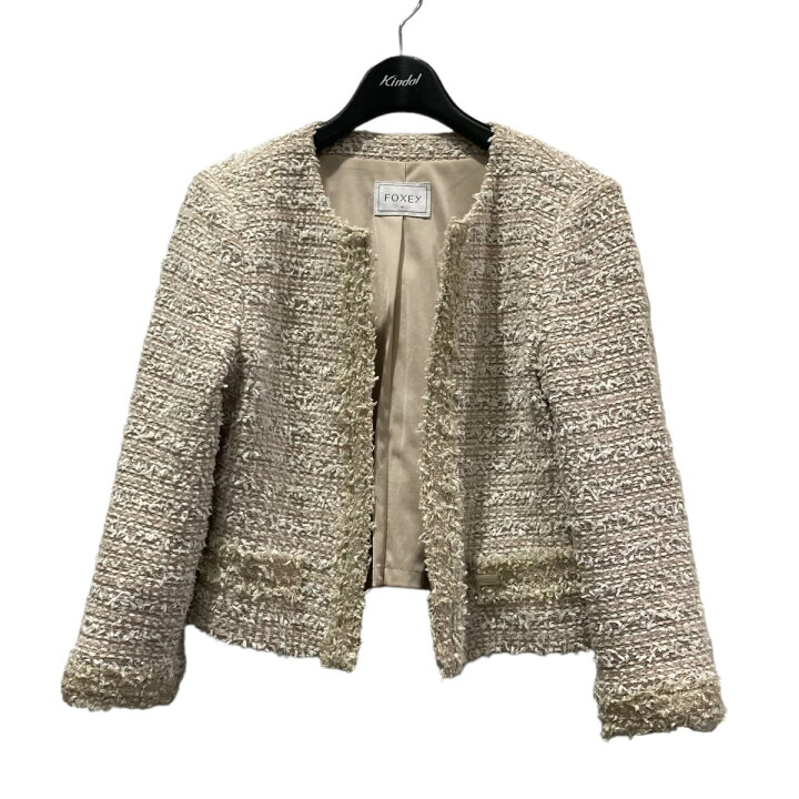 楽天市場】【中古】FOXEY ツイードジャケット 33772-KSJFY10U ベージュ  