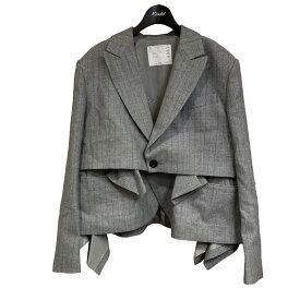 【中古】sacai23AW「Chalk Stripe Jacket」チョークストライプジャケット グレー サイズ：1【価格見直し】