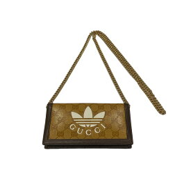 【中古】GUCCI×adidas　チェーン ショルダーバッグ 621892 ベージュ×ブラウン 【120424】（グッチ×アディダス）