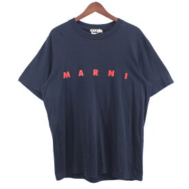【中古】MARNI　20AW Marni Logo Print T-Shirt ロゴ プリント Tシャツ ネイビー サイズ：48 【110424】（マルニ）