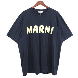【中古】MARNI　20SS ペイント ロゴ Tシャツ ネイビー サイズ：48 【110424】（マルニ）