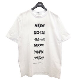 【中古】MSGM　アソートロゴ Tシャツ　3040MM103 ホワイト サイズ：M 【120424】（エムエスジーエム）