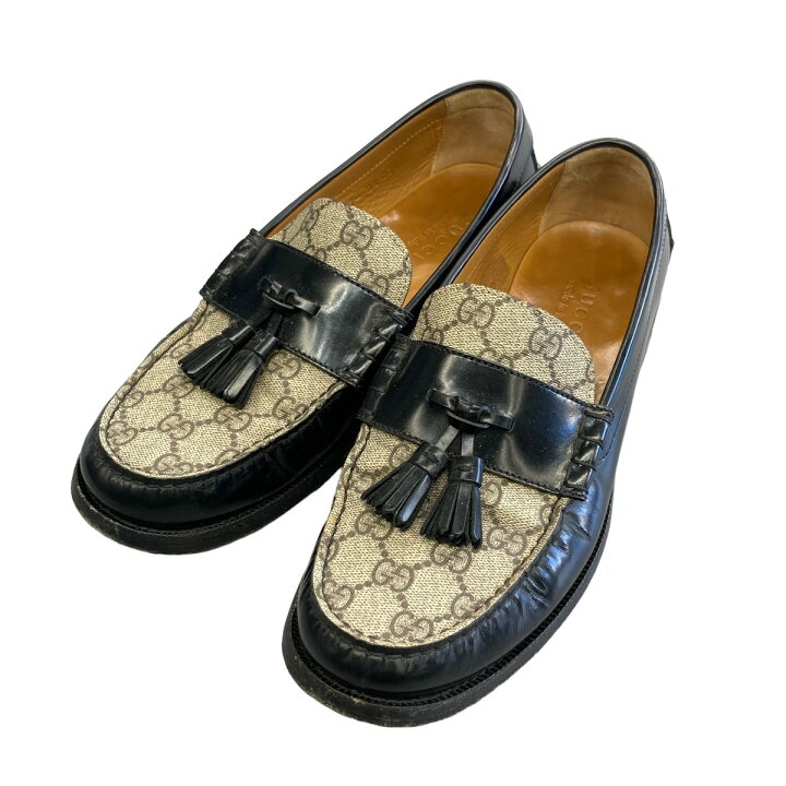 楽天市場】【中古】GUCCIタッセル付き GG メンズ ローファー ブラック 