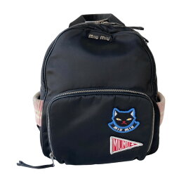 【中古】miu miu5BZ009 CAT RASO NERO BACKPACK ブラック