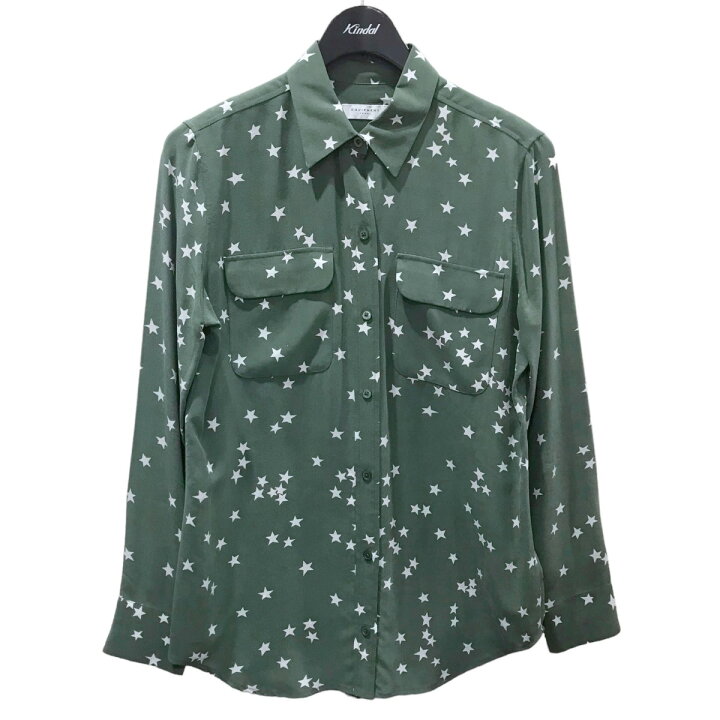 楽天市場】【中古】Equipment スター柄シルクシャツ グリーン 