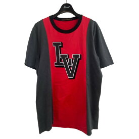 【中古】LOUIS VUITTON　プリントバイカラーTシャツ レッド×グレー サイズ：M 【140424】（ルイヴィトン）
