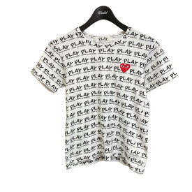 【中古】PLAY COMME des GARCONS　総柄Tシャツ ホワイト サイズ：S 【140424】（プレイコムデギャルソン）