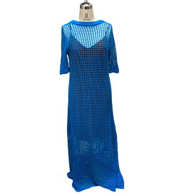 【中古】eenie　「Mesh Knit Dress Set」 ニットレースワンピース 23014113070 ブルー サイズ：FREE 【140424】（イーニー）