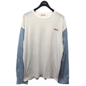 【中古】MARNI　シャツスリーブロングTシャツ ホワイト×ブルー サイズ：46 【140424】（マルニ）