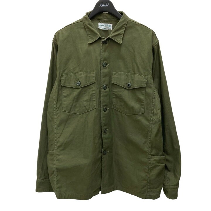 楽天市場】【中古】SASSAFRAS ミリタリーシャツ グリーン サイズ：L 