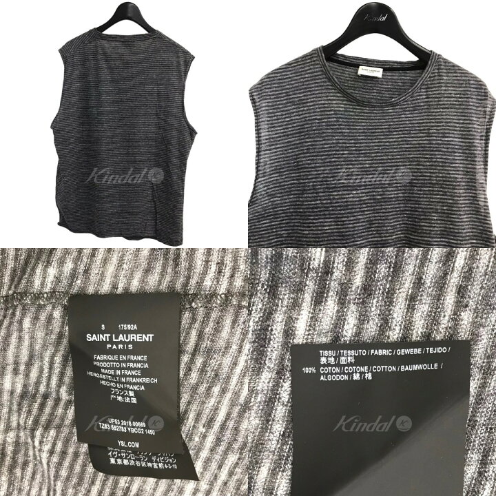 楽天市場】【中古】SAINT LAURENT PARISノースリーブボーダーTシャツ 