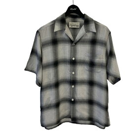 【中古】WACKO MARIA23SS Ombre Check Open Collar Shirt S／S Type2 グレー サイズ：S【価格見直し】