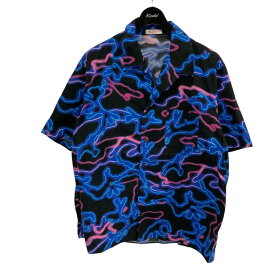 【中古】VALENTINO　Neon Camouflage Print Short-Sleeve Shirt ブルー×ブラック サイズ：46 【160424】（ヴァレンチノ）