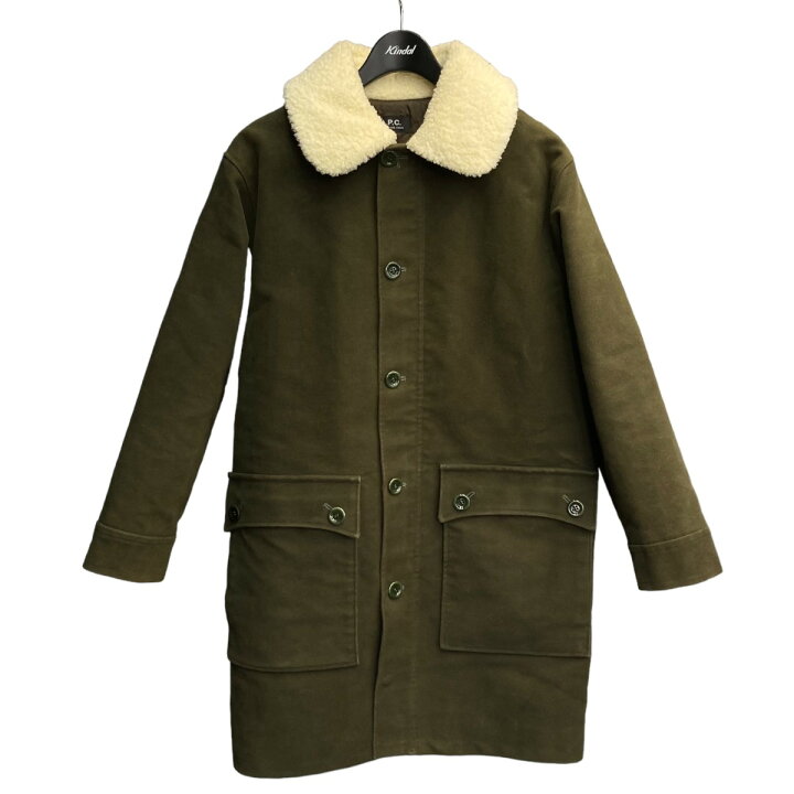 楽天市場】【中古】A．P．C．襟ボアモールスキンコート オリーブ 