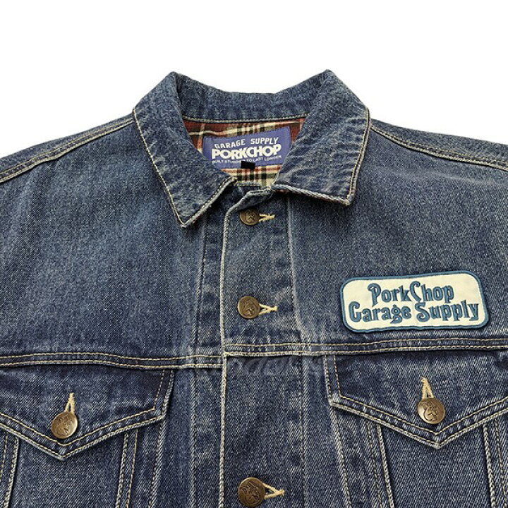 楽天市場】【中古】PORKCHOP裏地チェック刺繍ロゴワッペンデニム 