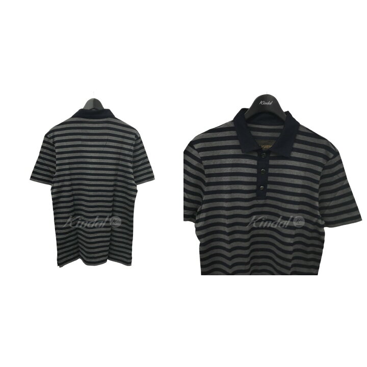 楽天市場】【中古】LOUIS VUITTON ボーダーポロシャツ グレー×ネイビー 