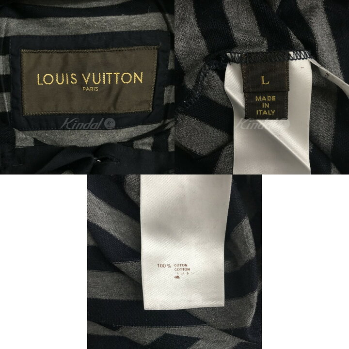 楽天市場】【中古】LOUIS VUITTON ボーダーポロシャツ グレー×ネイビー 