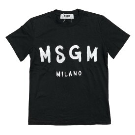 【中古】MSGM　ロゴプリント半袖Tシャツ／2742mdm160 ブラック サイズ：XS 【170424】（エムエスジーエム）