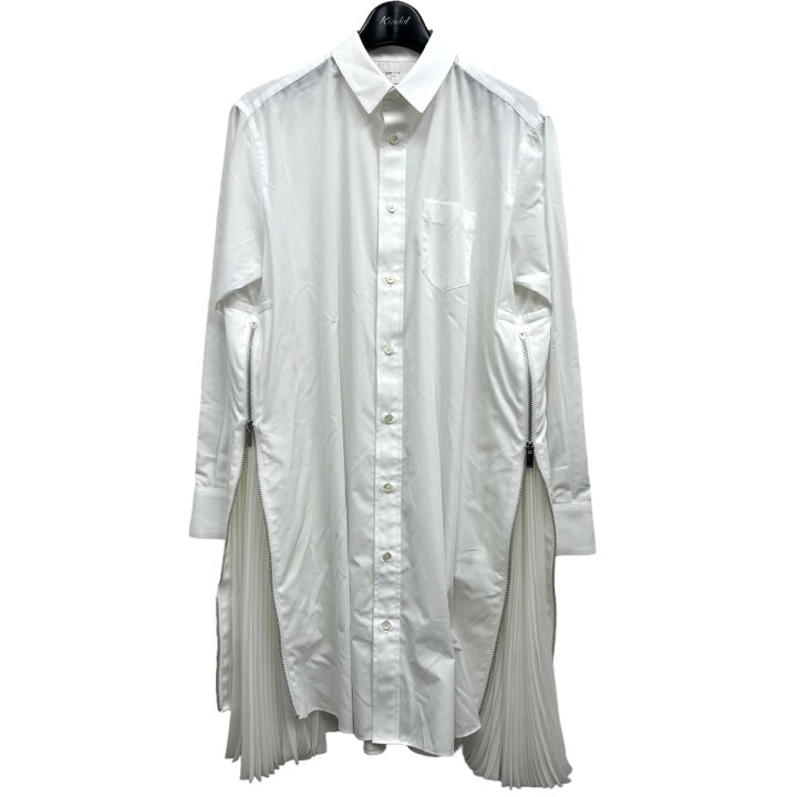 楽天市場】【中古】sacai プリーツサイドシャツワンピース ホワイト 