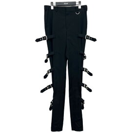 【中古】JOHN LAWRENCE SULLIVAN　｢Wool gabardine bondage trousers｣ サイドベルトパンツ ブラック サイズ：44 【180424】（ジョンローレンスサリバン）