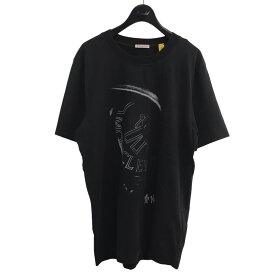 【中古】MONCLER GENIUS×ALYX ヴィンテージ加工ロゴプリントTシャツ ブラック サイズ：S【価格見直し】