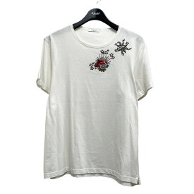 【中古】VALENTINO　ビーズ装飾Tシャツ ホワイト サイズ：S 【190424】（ヴァレンチノ）