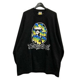 【中古】A BATHING APE　GRADIENT APE HEAD OVERSIZED LONG SLEEVE TEE ブラック サイズ：XL 【180424】（アベイシングエイプ）