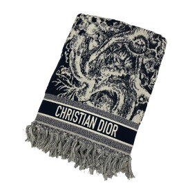 【中古】Christian Dior　ビーチタオル 21JOU800IXGN ネイビー×ホワイト 【200424】（クリスチャンディオール）
