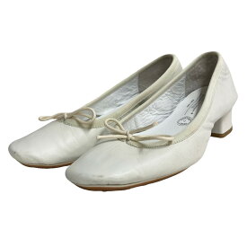 【中古】travel shoes by chausser　ヒールバレエシューズ ホワイト サイズ：37 【200424】（トラベルシューズ バイショセ）