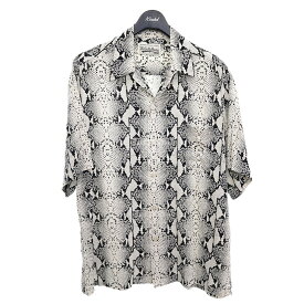 【中古】WACKO MARIA　HAWAIIAN SHIRT S／S TYPE-7　半袖オープンカラーシャツ ホワイト／ブラック サイズ：L 【190424】（ワコマリア）