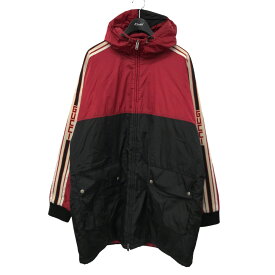 【中古】GUCCI　ZIPPED RAIN COAT ロゴライン 中綿ジップコート 538275 レッド×ブラック サイズ：52 【200424】（グッチ）