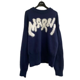 【中古】MARNI　22AW フロントロゴクルーネックニットセーター ネイビー サイズ：46 【200424】（マルニ）