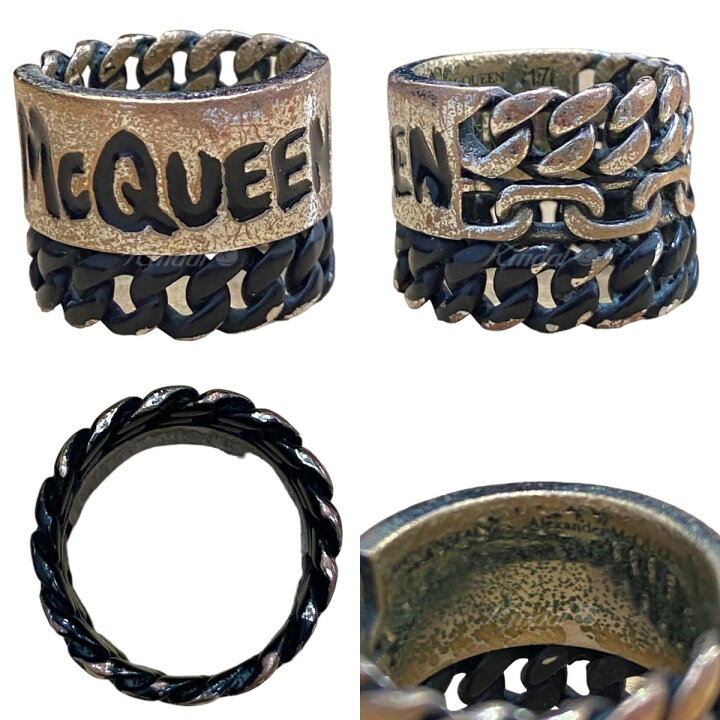 楽天市場】【中古】ALEXANDER McQUEEN リング シルバー×ブラック 